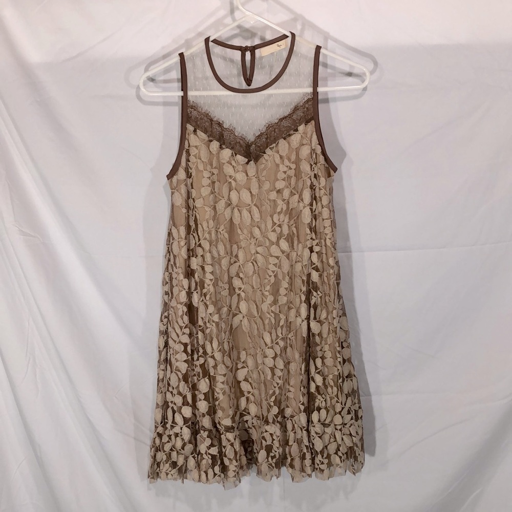 Tan Floral Dress